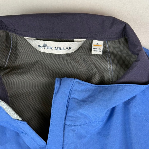 Peter Millar Mens Blue Quarter Zip Windbreaker Golf Pullover Jacket Large - Picture 3 of 6